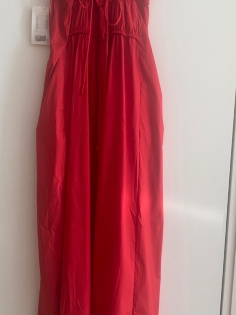 COS Gathered Cotton MIDI dress red size 4 - Picture 4 of 7